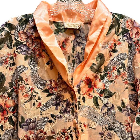 Vintage Victoria Secret Gold Label  Floral Pink Pajama Sleep Top - Picture 5 of 12